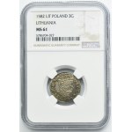Stephen Bathory, 3 Groschen Vilnius 1582 - L/LIT - NGC MS61