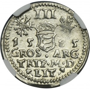 Stephan Bathory, 3 Groschen Vilnius 1585 - NGC MS60