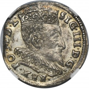 Sigismund III Vasa, 3 Groschen Vilinius 1595 - NGC MS62