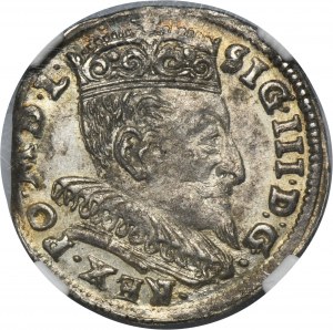 Sigismund III Vasa, 3 Groschen Vilinius 1595 - NGC MS62