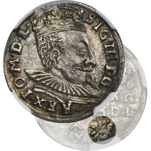 Zygmunt III Waza, Trojak Wilno 1596 - NGC MS61 - RZADSZY, lew przebity hakiem