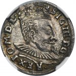 Zygmunt III Waza, Trojak Wilno 1596 - NGC MS61 - RZADSZY, lew przebity hakiem