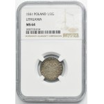 Sigismund II August, 1/2 Groschen Vilnius 1551 - LI/LITVA - NGC MS64