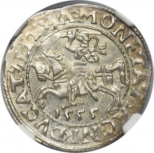 Sigismund II August, 1/2 Groschen Vilnius 1555 - LI/LITVA - NGC MS64