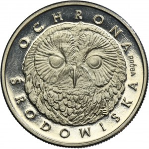 PRÓBA NIKIEL, 200 złotych 1986 Ochrona Środowiska Głowa Sowy