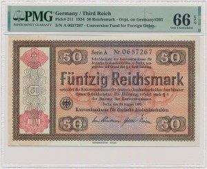 Allemagne, 50 reichsmark 1934 - A - PMG 66 EPQ