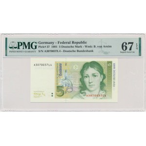 Germany, 5 Mark 1991 - PMG 67 EPQ