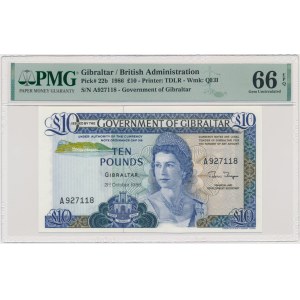 Gibraltar, 10 Pounds 1986 - A - PMG 66 EPQ
