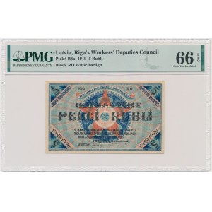 Łotwa (Ryga), 5 rubli 1919 - PMG 66 EPQ