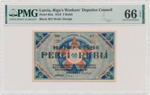Lettonie (Riga), 5 roubles 1919 - PMG 66 EPQ
