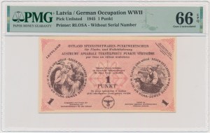 Latvia, German Occupation, 1 Punkt 1945 - PMG 66 EPQ
