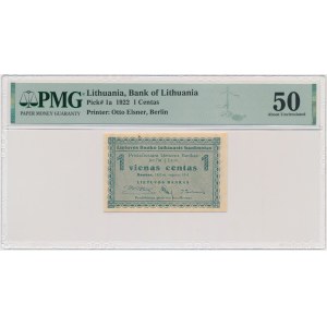 Lithuania, 1 Cent 1922 - PMG 50