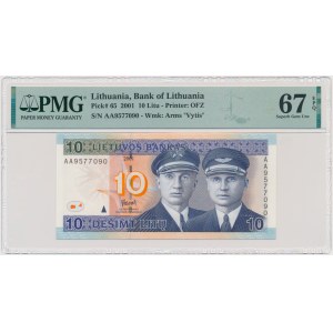 Lithuania, 10 Litu 2001 - AA - PMG 67 EPQ