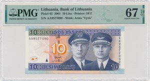 Lituanie, 10 litas 2001 - AA - PMG 67 EPQ