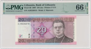 Lithuania, 20 Litu 2007 - AJ - PMG 66 EPQ