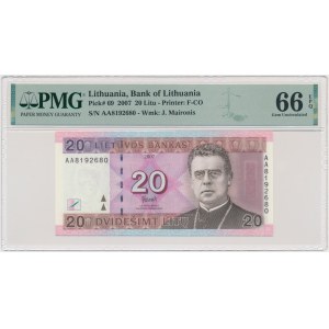 Lithuania, 20 Litu 2007 - AA - PMG 66 EPQ