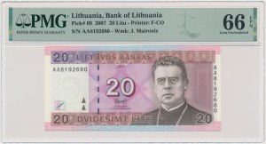 Lithuania, 20 Litu 2007 - AA - PMG 66 EPQ