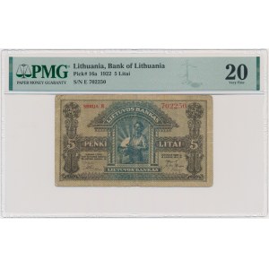 Lithuania, 5 Litai 1922 - PMG 20 - RARE