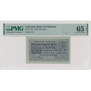 Lithuania, 50 Cents 1922 - PMG 65 EPQ - RARE