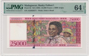 Madagascar, 25.000 Francs = 5.000 Ariary (1998) - PMG 64 EPQ