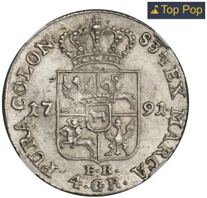 Poniatowski, 4 Groschen 1791 EB - NGC MS64