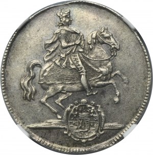 Auguste II le Fort, 1/8 du Vicariat Thaler Dresden 1711 - TRÈS RARE - NGC AU58