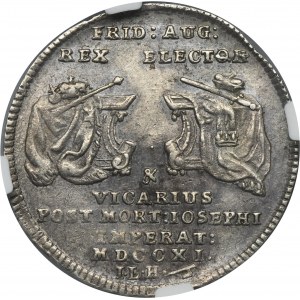 August II the Strong, 1/8 Vicariate Thaler Dresden 1711 - VERY RARE - NGC AU58