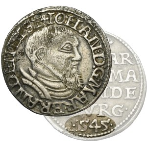 Silesia, Duchy of Crossen, Johann von Küstrin, 3 Groschen Crossen 1545 - VERY RARE