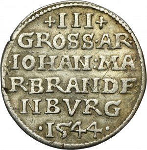 Silesia, Duchy of Crossen, Johann von Küstrin, 3 Groschen Crossen 1544 - RARE