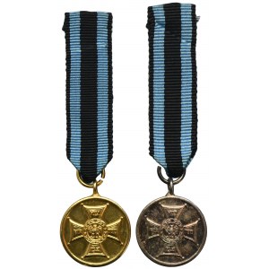PRL, Miniature Medal for Merit on the Field of Glory 1944 - gold and silver (2 pcs.)