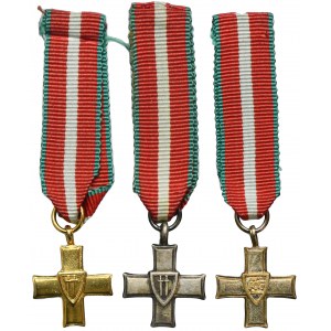 PRL, Miniatures Cross of Grunwald - 1st, 2nd, 3rd class (3 pcs.)