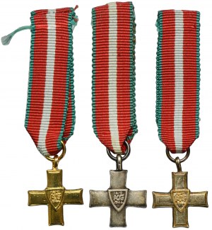 PRL, Miniatures Cross of Grunwald - 1st, 2nd, 3rd class (3 pcs.)