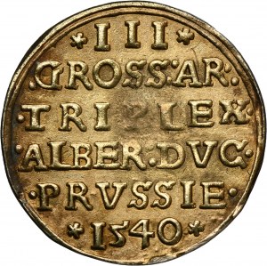 Duchy of Prussia, Albrecht Hohenzollern, 3 Groschen Königsberg 1540 - PRVSS
