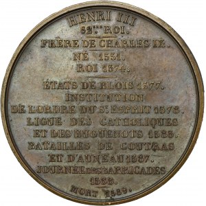 Henry III of France, Medal of the entourage of French kings 1835