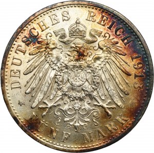 Germany, Kingdom of Prussia, Wilhelm II, 5 Mark Berlin 1913 A