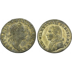 Set, Germany,Kingdom of Prussia, Friedrich II and Friedrich Wilhelm III, 3 Kreuzer and 3 Groschen (2 pcs.)