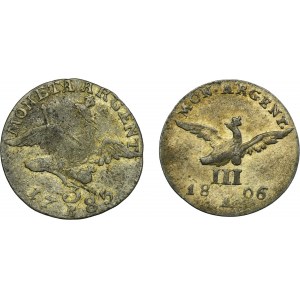 Set, Germany,Kingdom of Prussia, Friedrich II and Friedrich Wilhelm III, 3 Kreuzer and 3 Groschen (2 pcs.)
