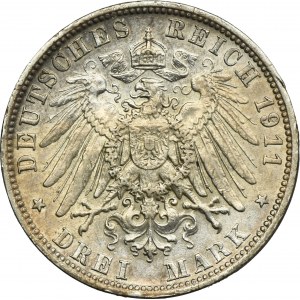 Germany, Kingdom of Bavaria, Otto, 3 Mark Munich 1911 D