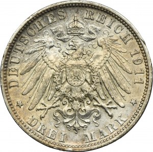 Germany, Kingdom of Bavaria, Otto, 3 Mark Munich 1911 D