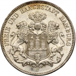 Germany, City of Hamburg, 3 Mark Hamburg 1914 J