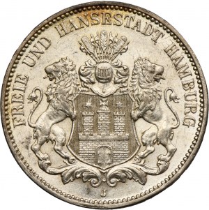 Germany, City of Hamburg, 3 Mark Hamburg 1914 J