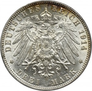 Germany, City of Hamburg, 3 Mark Hamburg 1914 J