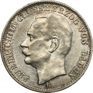Germany, Baden, Friedrich II, 3 Mark Karlsruhe 1912 G