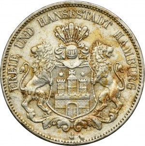 Germany, City of Hamburg, 5 Mark 1907 J