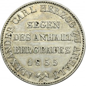 Germany, Duchy of Anhalt-Bernburg, Alexander Karl, Thaler Berlin 1855 A
