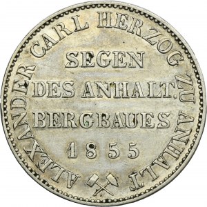 Germany, Duchy of Anhalt-Bernburg, Alexander Karl, Thaler Berlin 1855 A