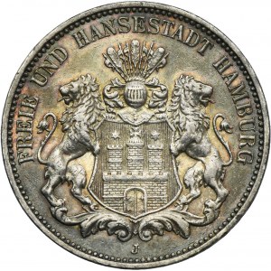 Germany, City of Hamburg, 3 Mark 1910 J