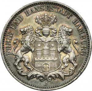 Germany, City of Hamburg, 3 Mark 1910 J