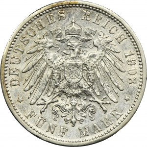 Germany, Grand Duchy of Baden, Friedrich I, 5 Mark Karlsruhe 1903 G