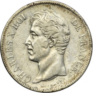 France, Charles X, 5 francs Lille 1827 W